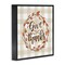 Give Thanks Neutral Plaid Autumn Leaves Wreath Framed Giclee Art